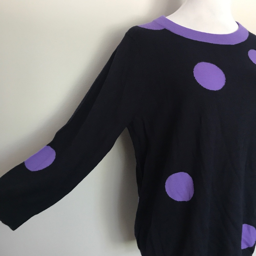J. Crew navy purple polka dot merino wool sweater